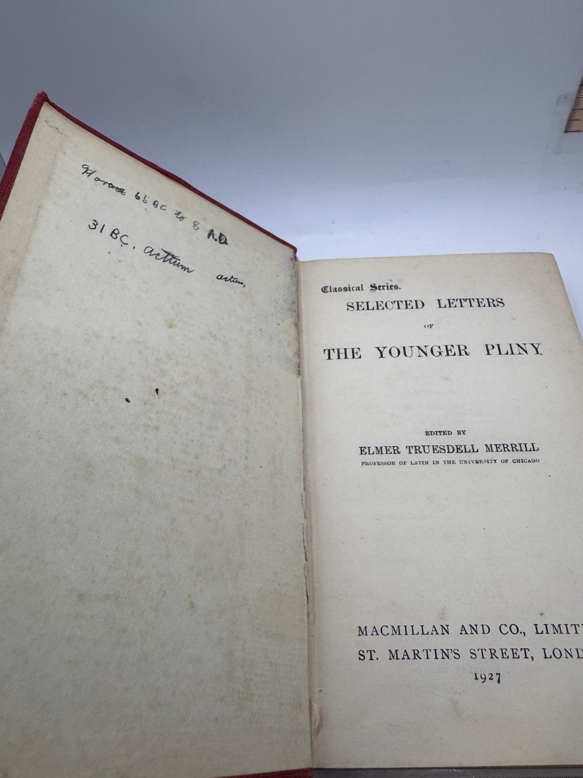 Selected Letters Of The Younger Pliny 1927 HC