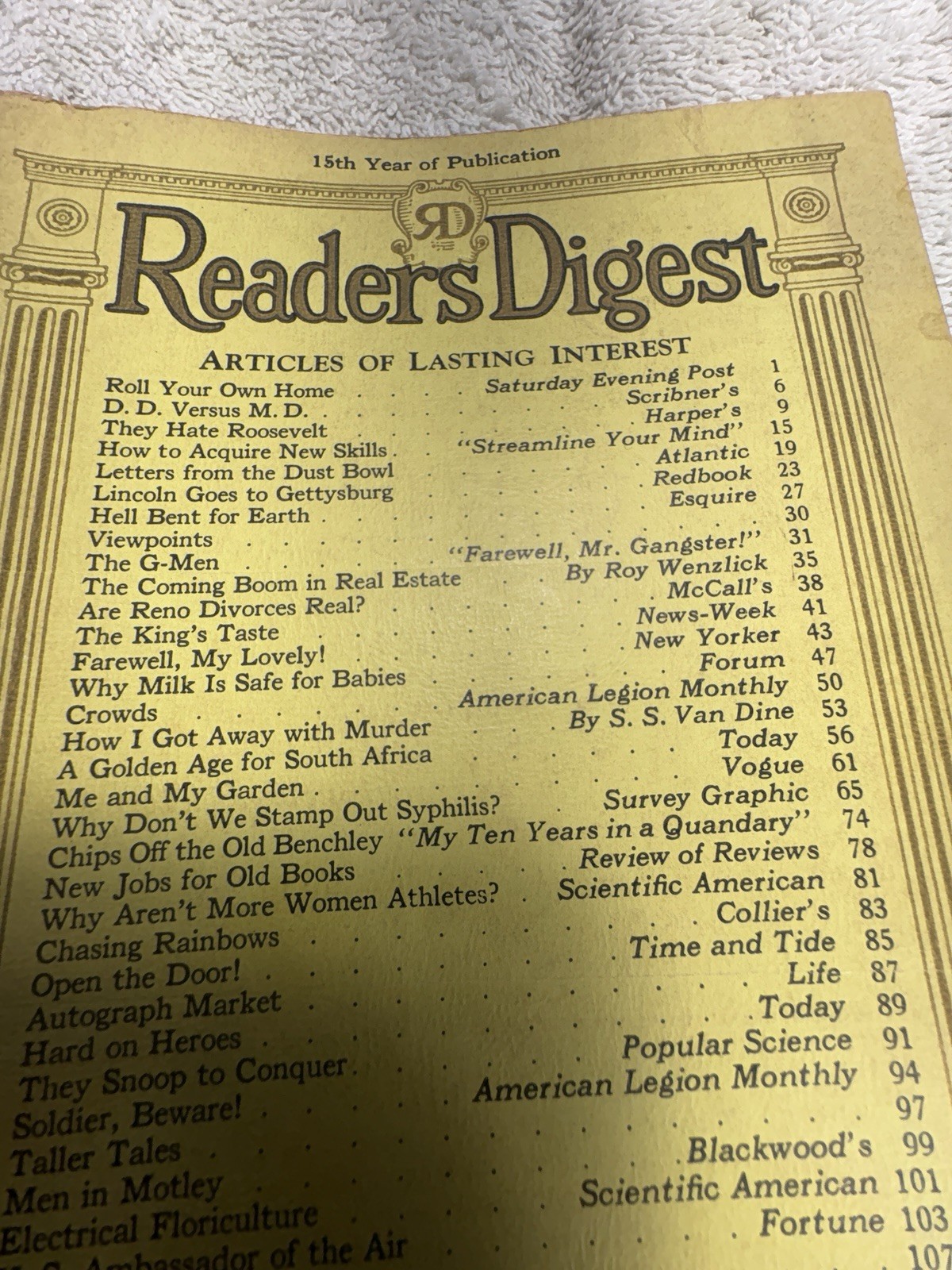 Readers Digest Vintage July 1936 Original Edition – Rare Beauty – Ex. Condition