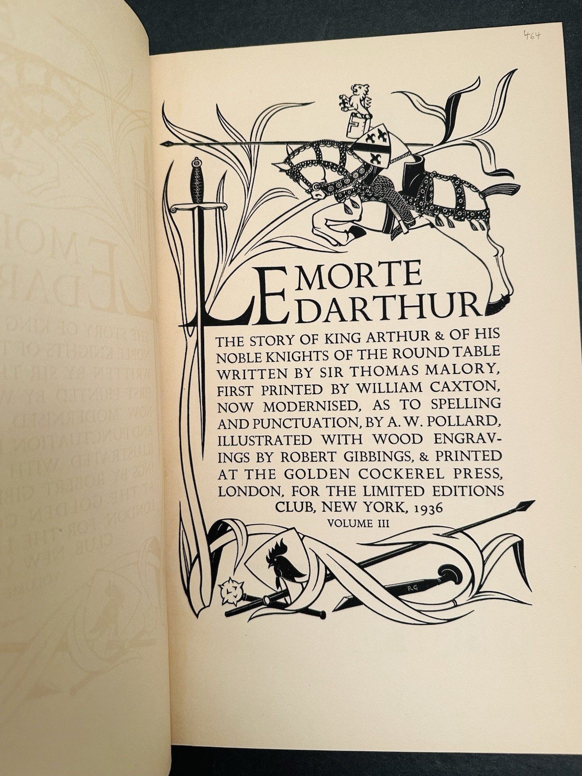 Le Morte D’Arthur by Thomas Malory (1936, HC w/ Slipcase) Limited Editions Club