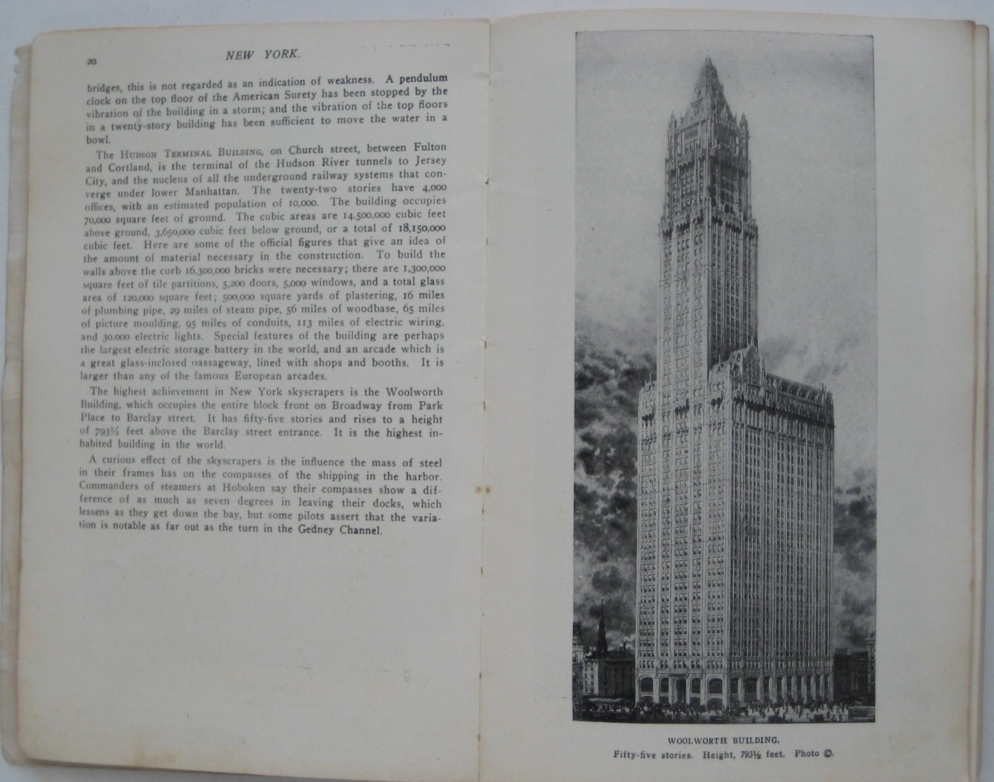 1917 NEW YORK CITY 178-Page Visitor Guide B&W Photos Manhattan Transit Maps Ads
