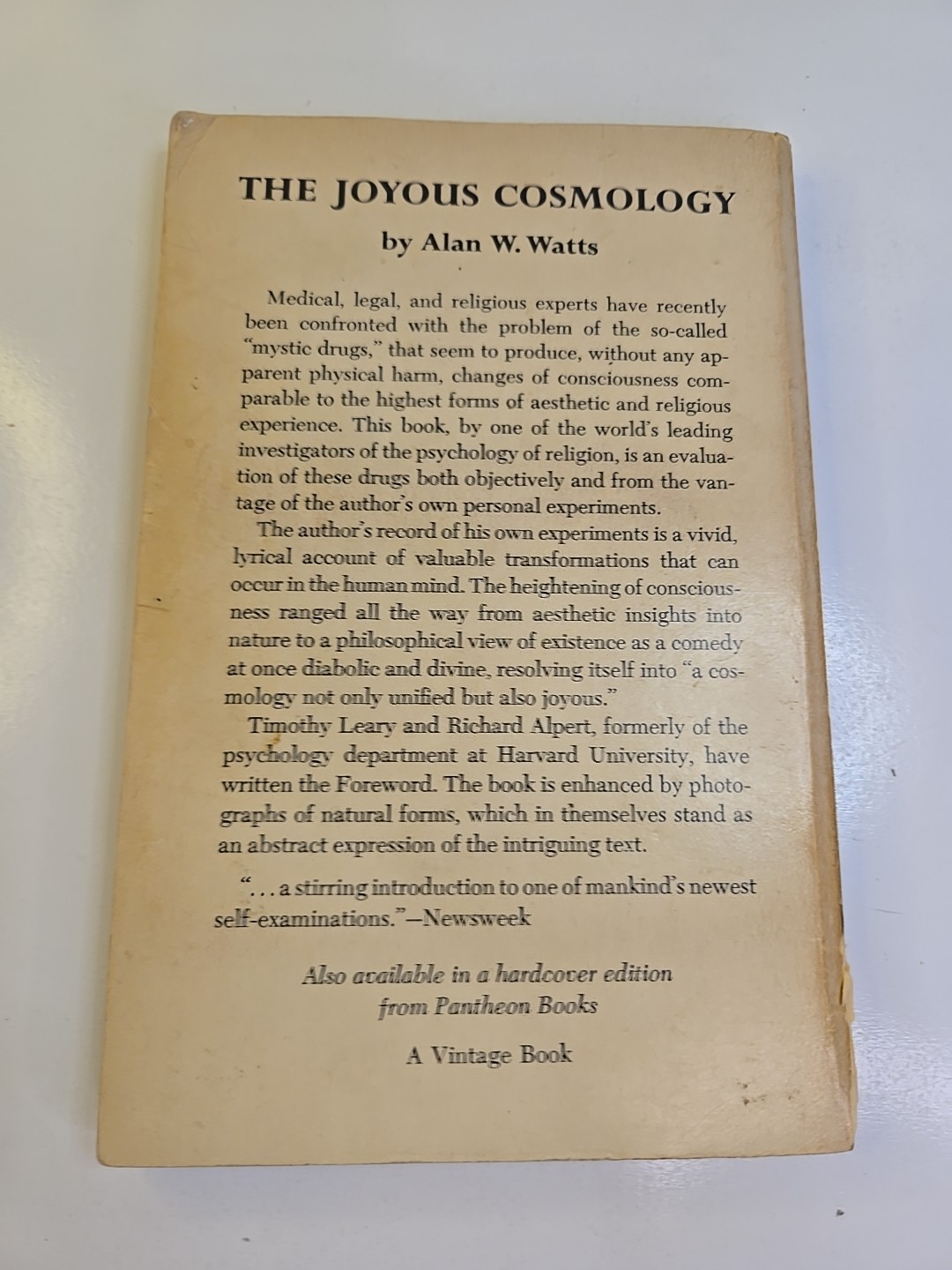 The Joyous Cosmology by Alan W. Watts 1962 Trade Paperback LSD. G-319
