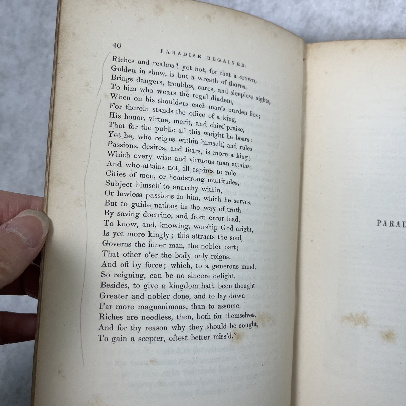 1848 Poetry Book “The Poetical Works of John Milton” Vol 2 Of 2 Inscription HC
