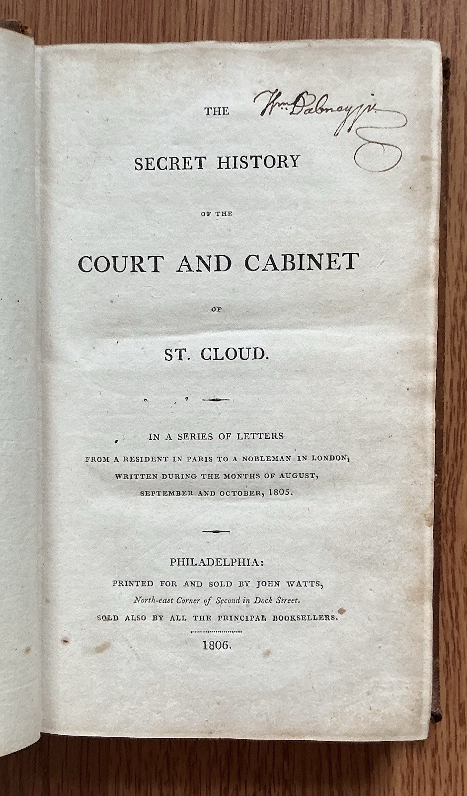 SECRET HISTORY COURT CABINET OF ST CLOUD 1806 US Ed Old Leather Book / FRANCE