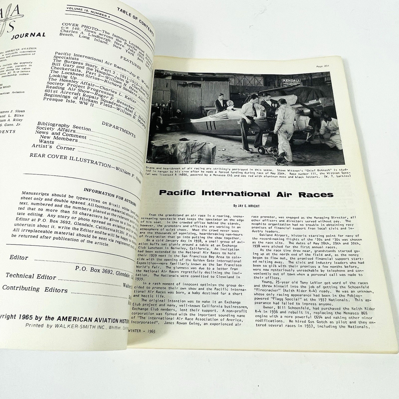 AAHS 1965 Vol. 10, No. 1-4 American Aviation Historical Society Journal Full set
