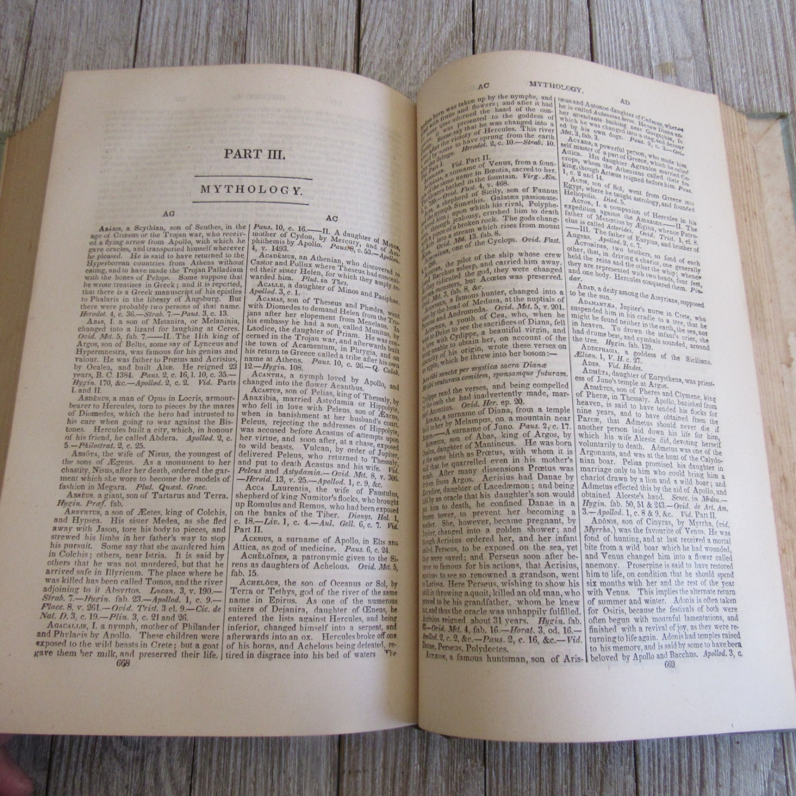 Antique 1888 Lempriere’s Classical Dictionary Names and Terms of the Ancients