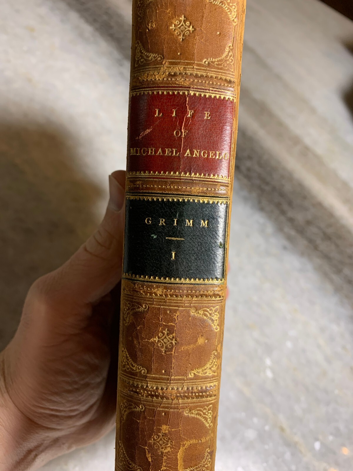 Antique Life Michael Angelo GRIMM Victorian Book Embossed Leather Little Brown