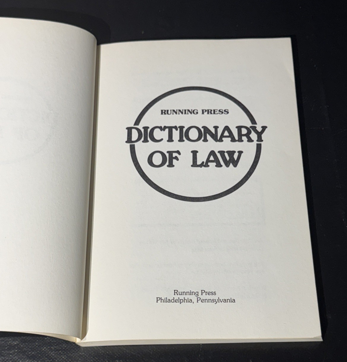 Dictionary of Law – Running Press – 1976 – Large Type Edition