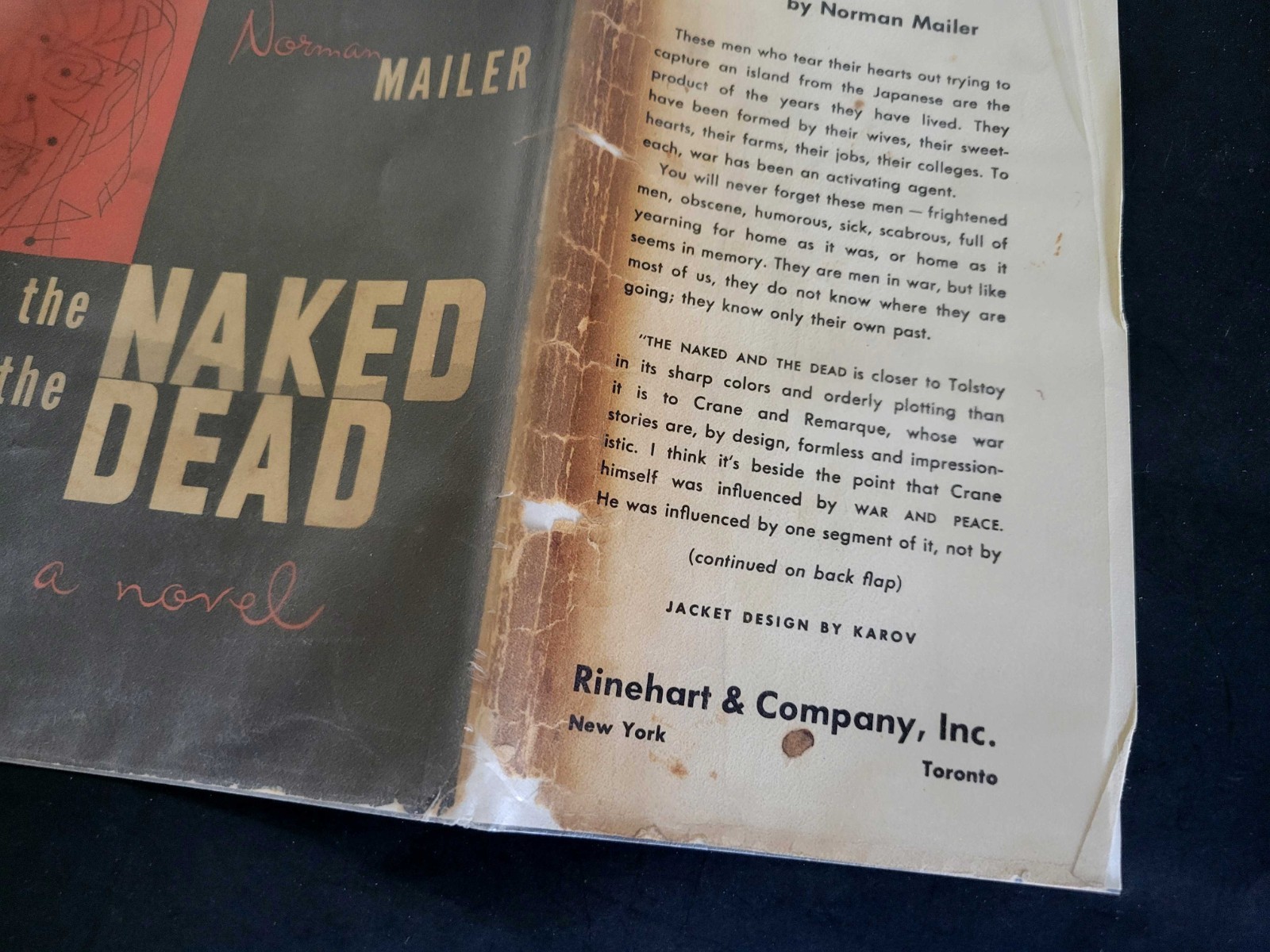 The Naked and the Dead Norman Mailer – Signed 1948 First Edition Hardcover w/DJ