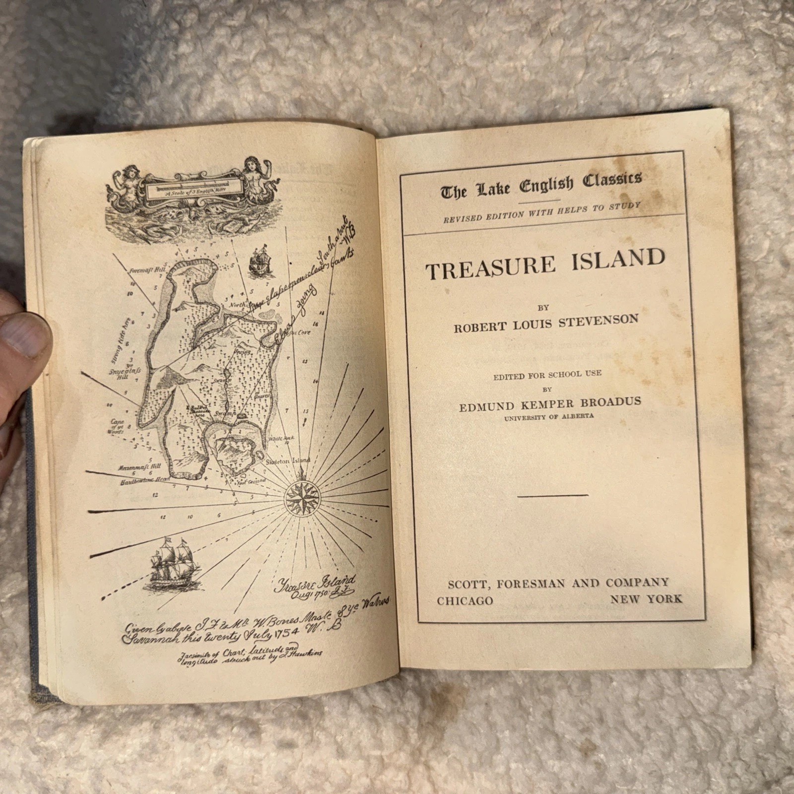 Antique Treasure Island Lake English Classics Stevenson Broadus 1919 Book