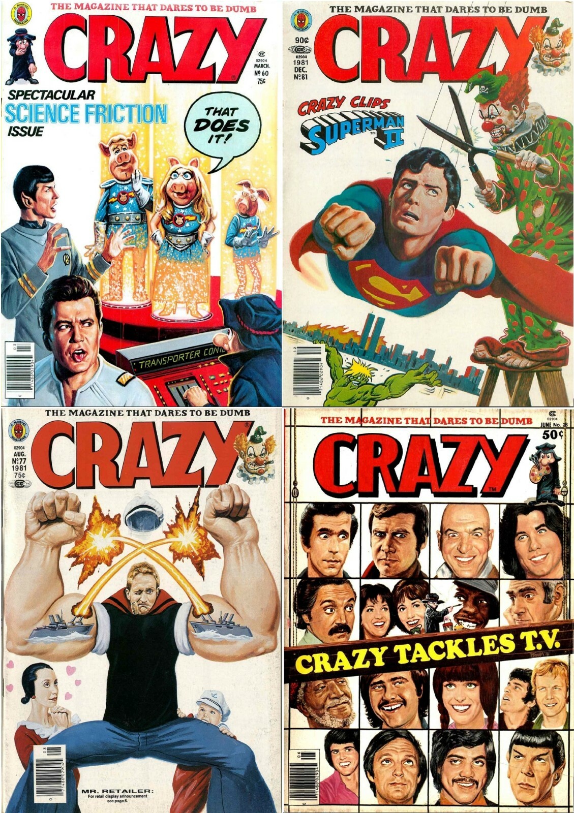 105 Old Issues of Crazy – Illustrated Satire Humor Funny Comics Magazines on DVD