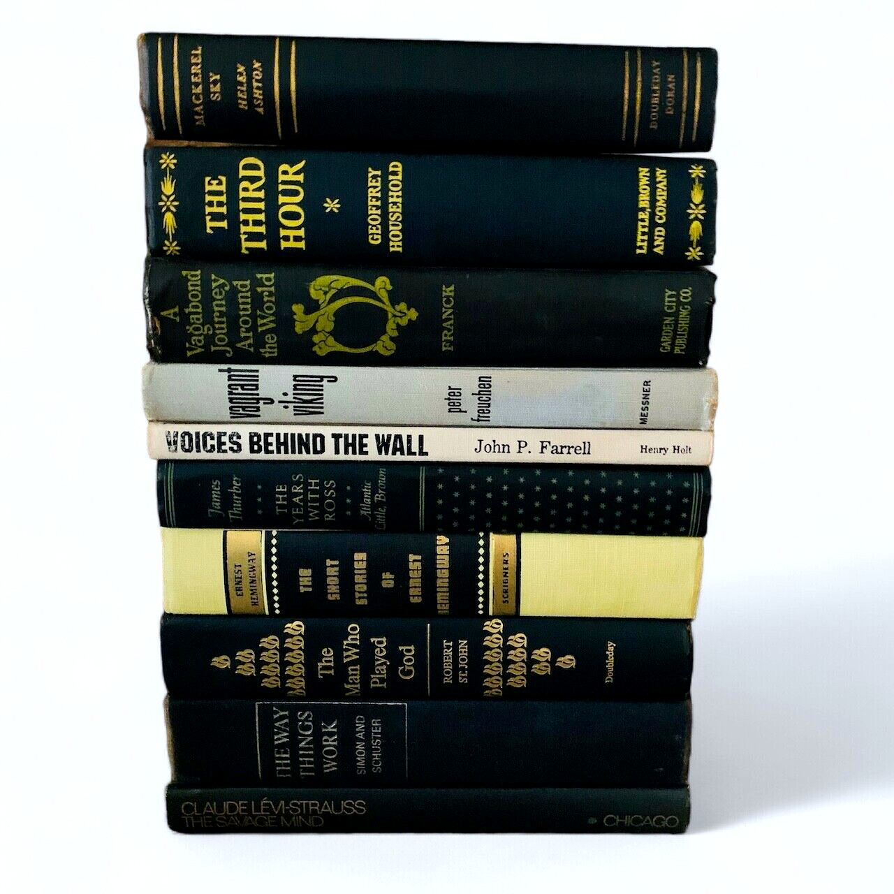 Mystery Lot of 10 Antique Vintage Books Modern Staging Chic Decor Black White