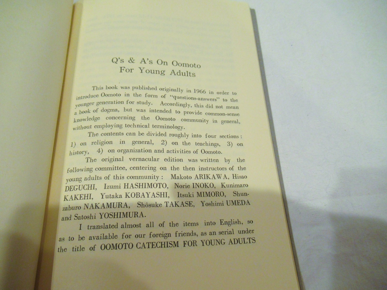 Q and A on Oomoto for Young Adults, Shinto, c. 1975