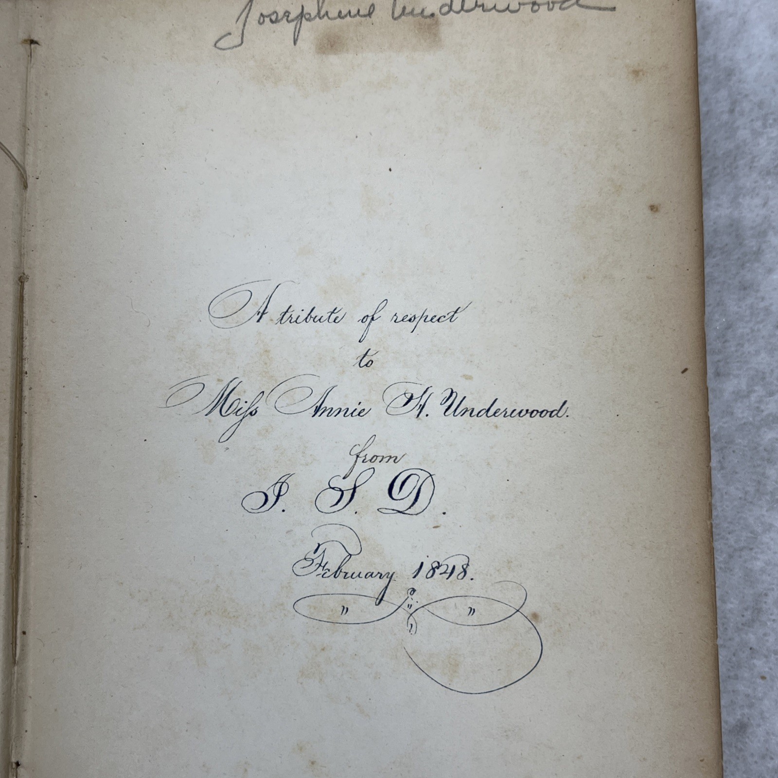 1848 Poetry Book “The Poetical Works of John Milton” Vol 2 Of 2 Inscription HC