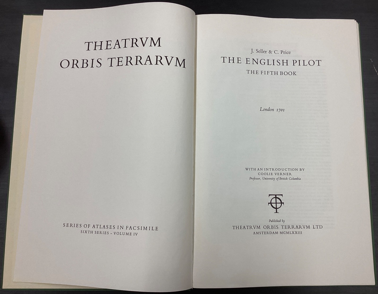 1973 English Pilot FACSIMILE 1701 Seller & Price Theatrum Orbis Terrarum Vol 4