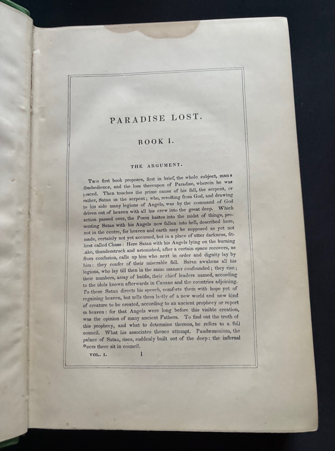 Antique 1800’s Book THE POETICAL WORKS OF JOHN MILTON Paradise Lost/2 Vols. in 1