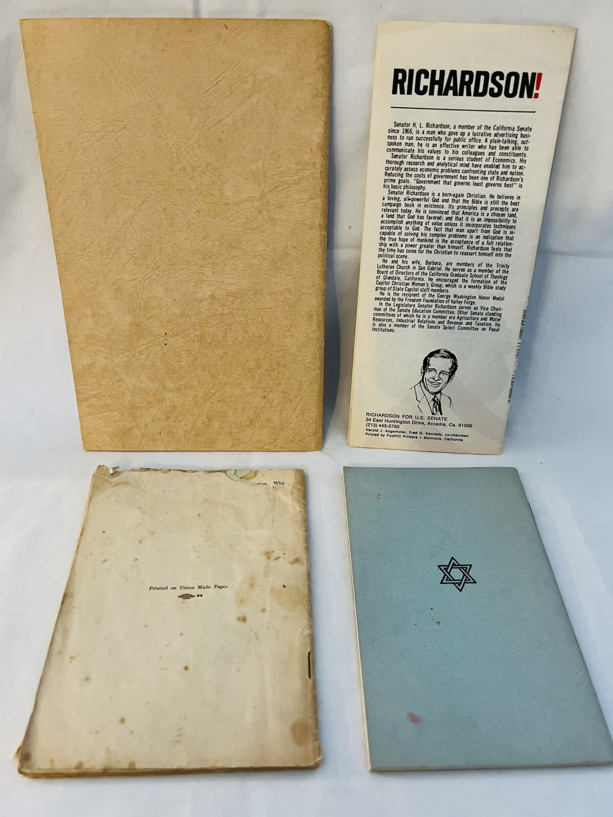 Lot of 4 Vintage Political and/or Religious Pamphlets, 4 Various Authors