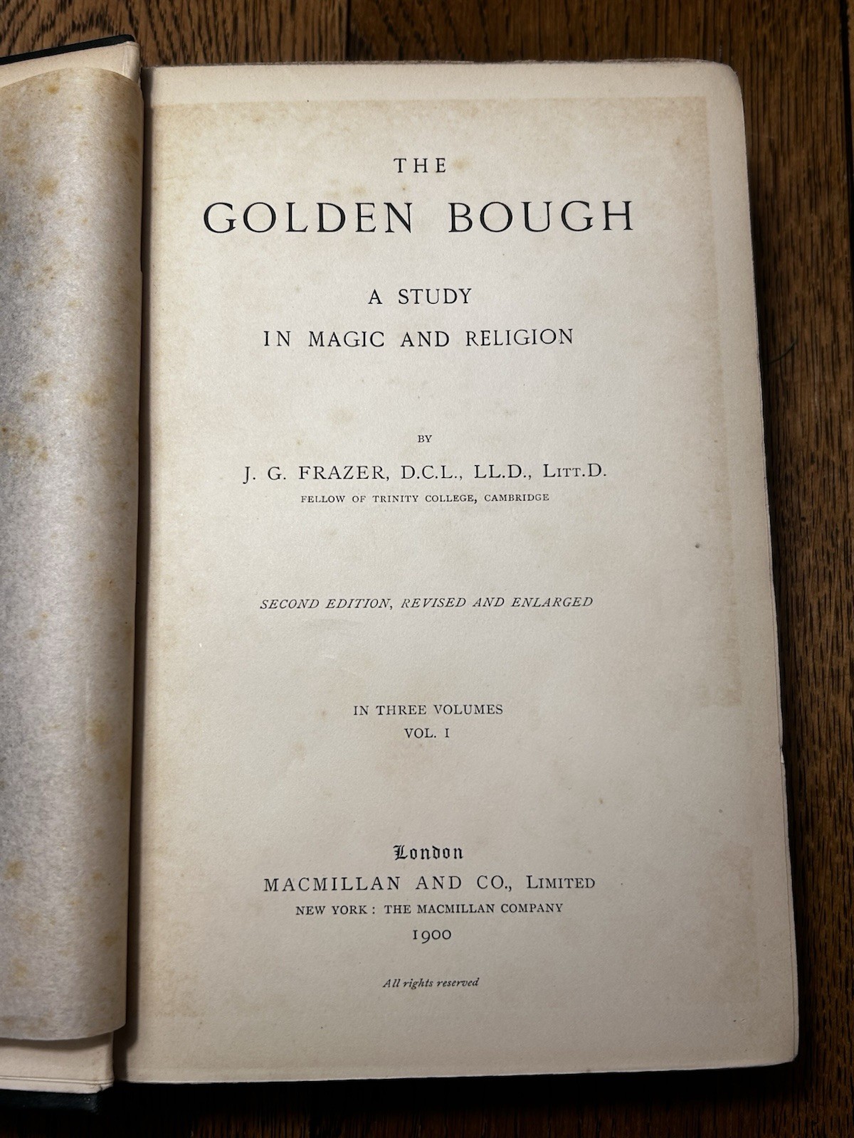 1900 The Golden Bough: A Study in Magic and Religion – J.G. Frazer – 2nd EDITION
