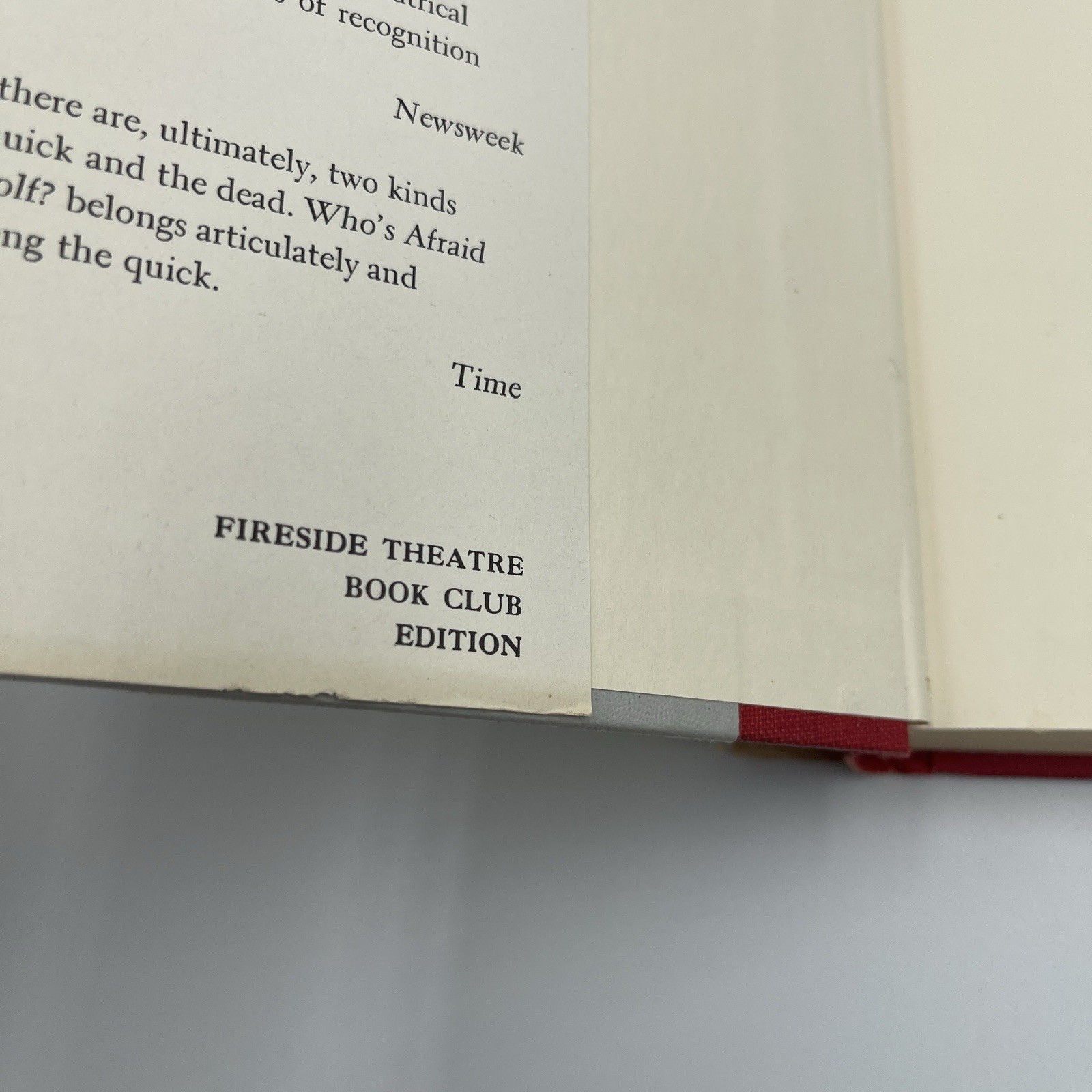 Who’s Afraid of Virginia Woolf EDWARD ALBEE Early BCE FIRESIDE BOOK CLUB 1964