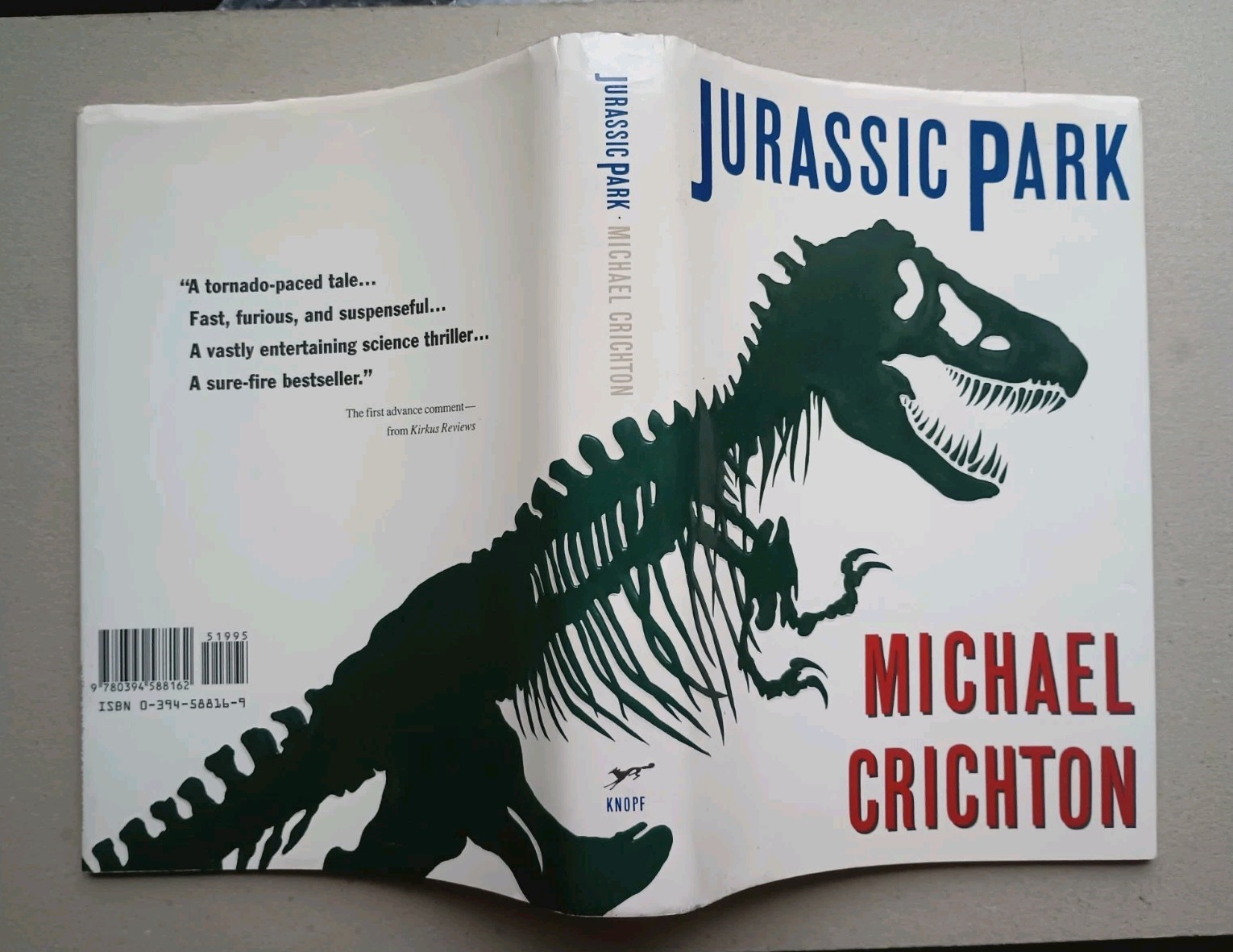Jurassic Park (1990) SIGNED Michael Crichton 2nd Printing Before Publication HC