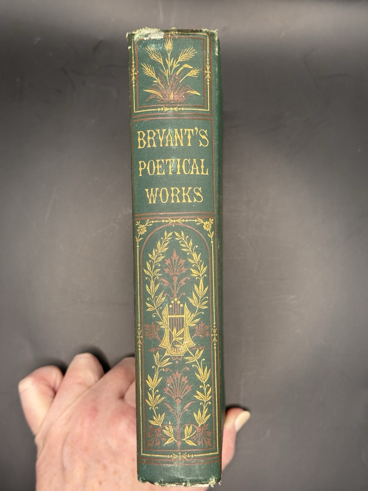 Antique Book Of Poetry Beautiful Cover Bryant’s Poetical Works 1878 Gold Leaf ￼