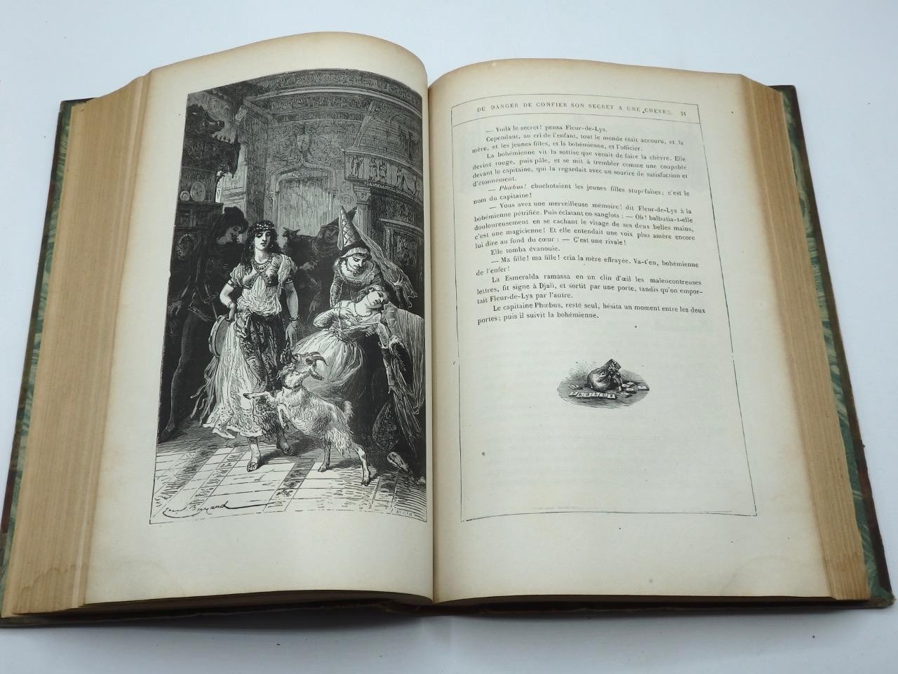 c1880 HUNCHBACK of NOTRE-DAME in FRENCH – Victor Hugo VERY CLEAN Leather Binding