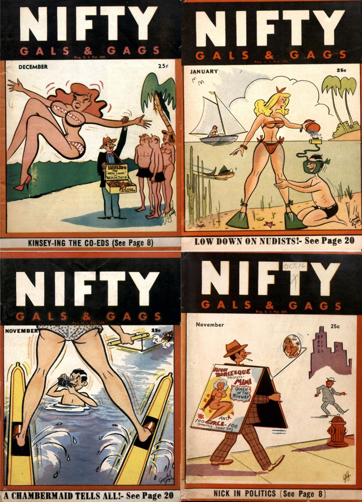 Nifty Gals & Gags – Humor Laughter Naughty Sexy Magazine – 8 Old Issues on DVD