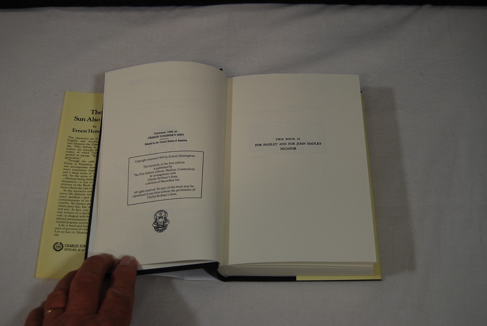 First Edition Library Facsimile The Sun Also Rises by Ernest Hemingway