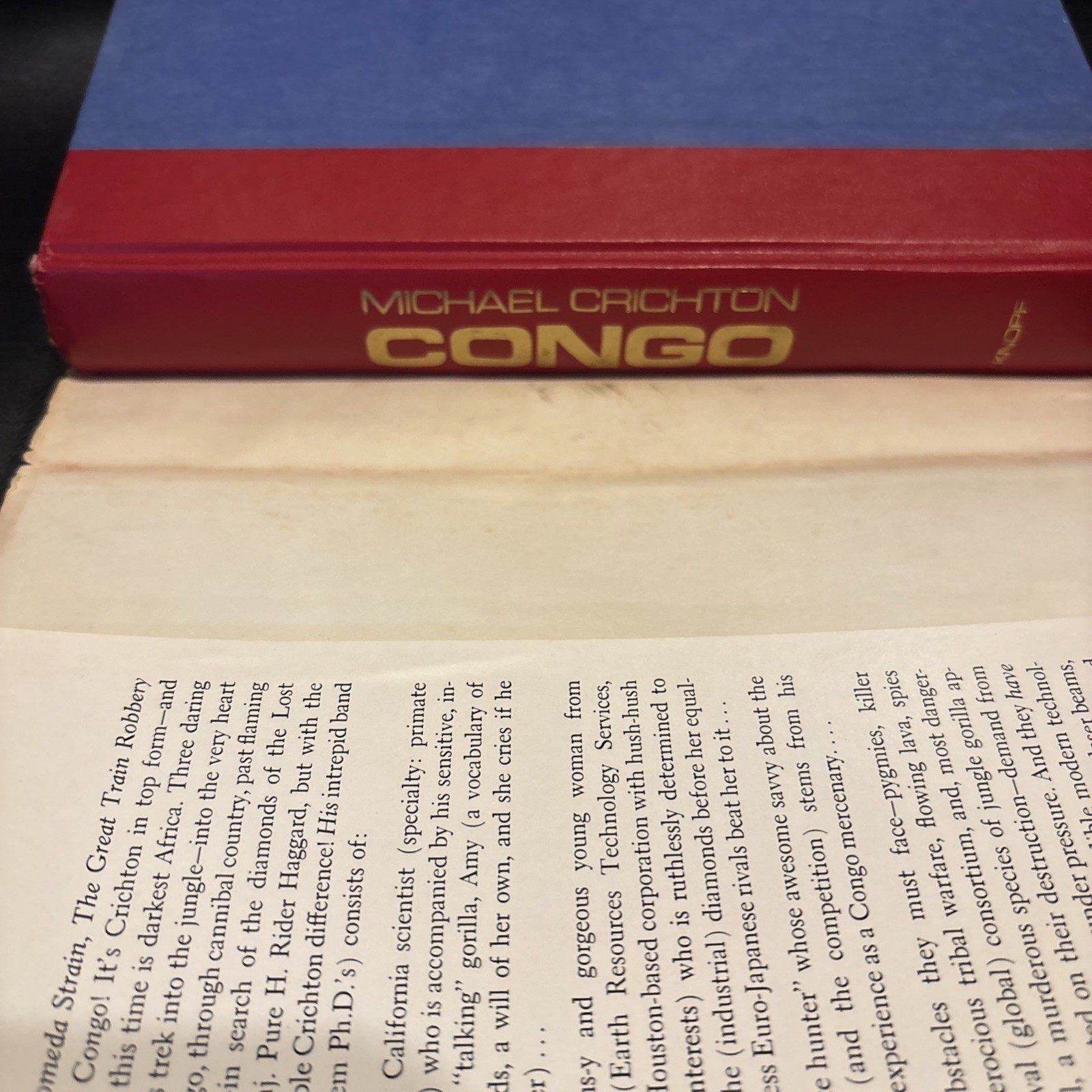 Congo – Michael Crichton (1980 HC Book w/DJ) BCE – Alfred A. Knopf First