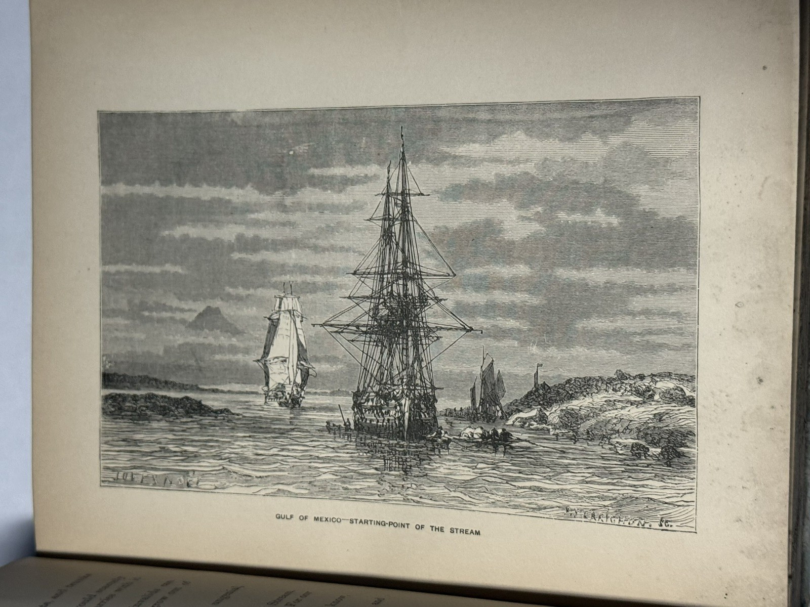 Antique Maritime Book “The Sea and Its Wonders” c.1880s – Ocean Currents Map & A