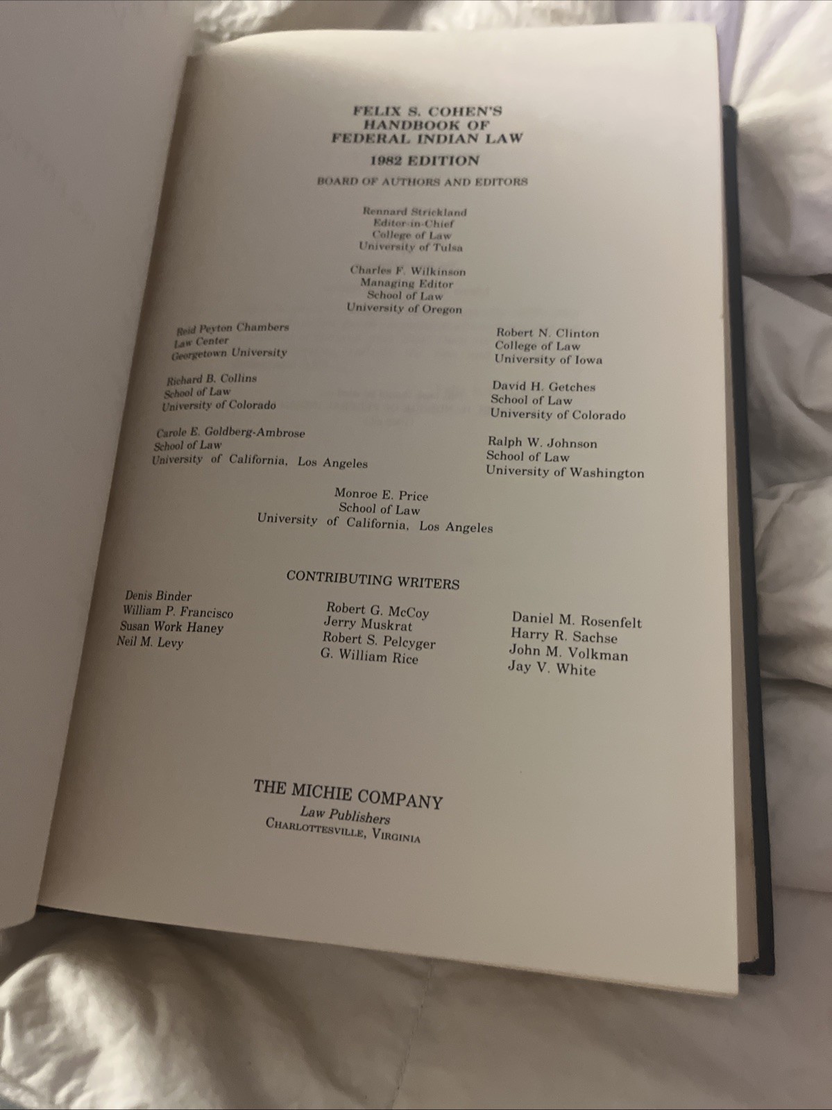 Felix S Cohens Handbook of Federal Indian Law 1982 Edition Hardcover Michie