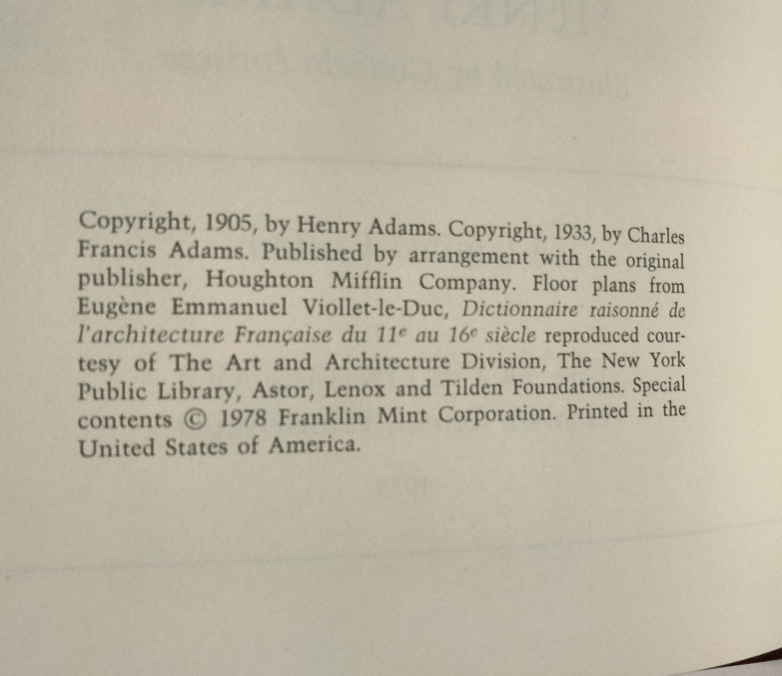 Book MONT-SAINT-MICHEL Hendry Adams 1978 Franklin Library Luxury Edition 88B12