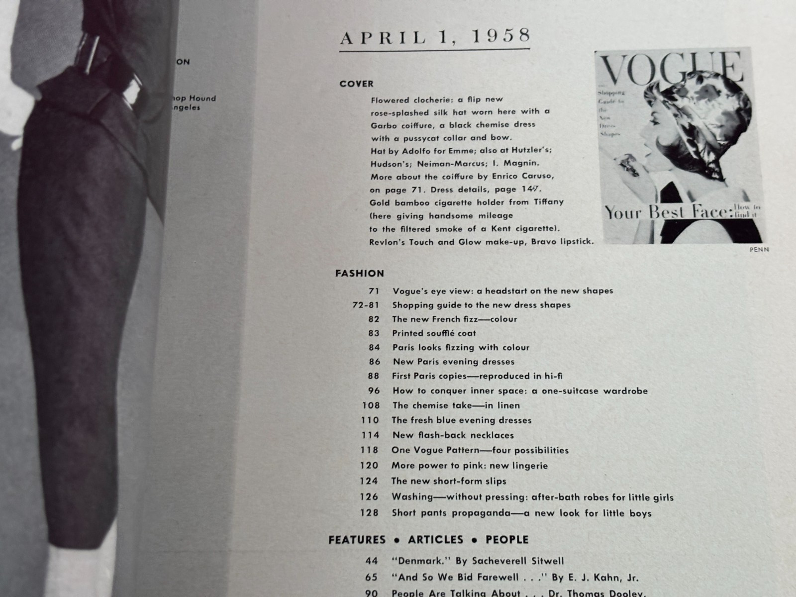WOMEN vintage FASHION magazine VOGUE 1958 cover girl NEW CLOTHES beauty HEADACHE