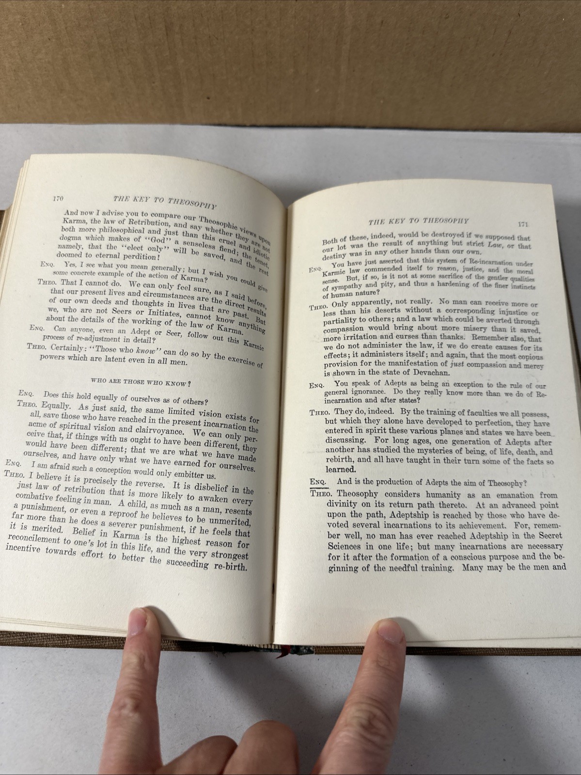 The Key To Theosophy by H.P. Blavatsky 1920 Rare Book Occult