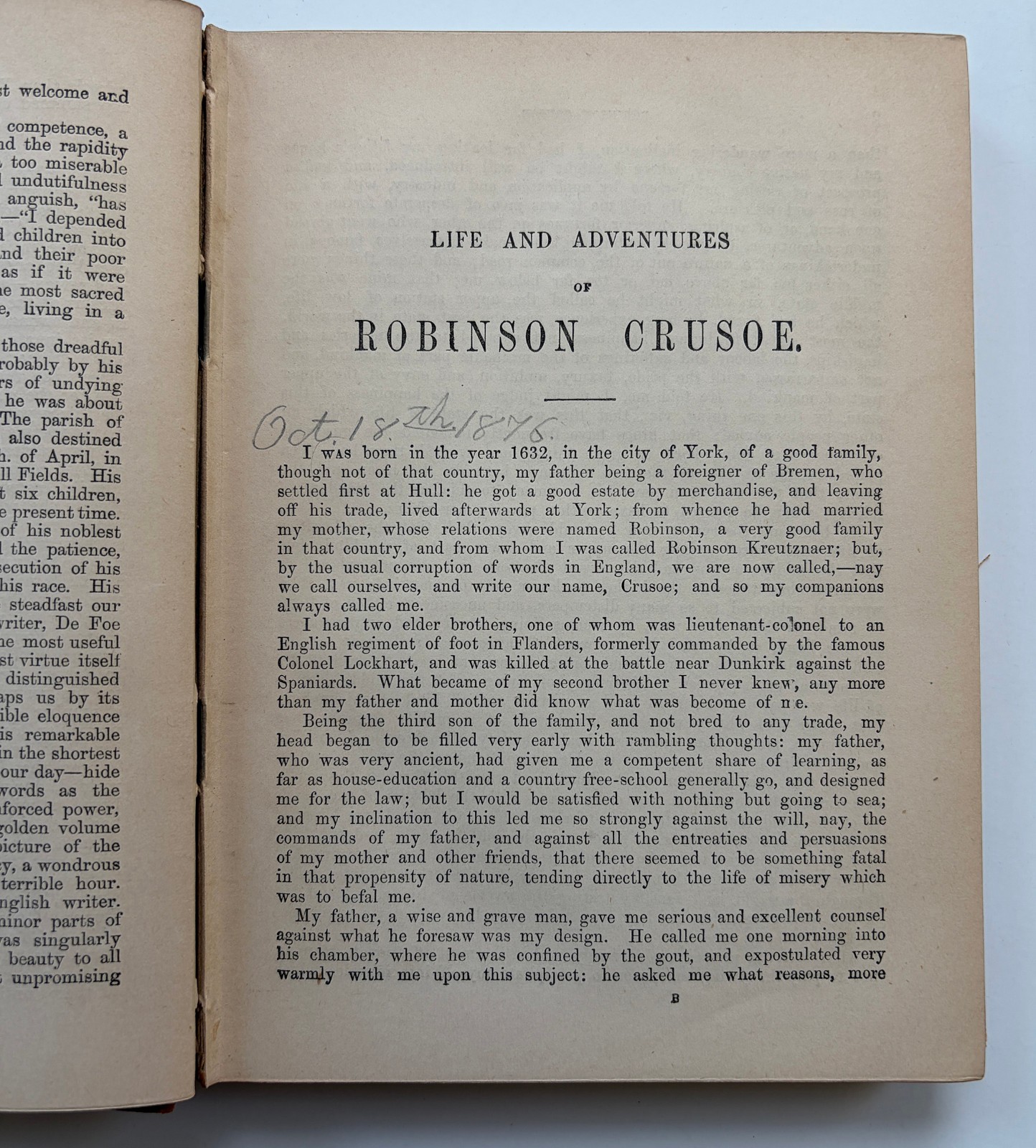 Robinson Crusoe Daniel De Foe 1800s Antique Book