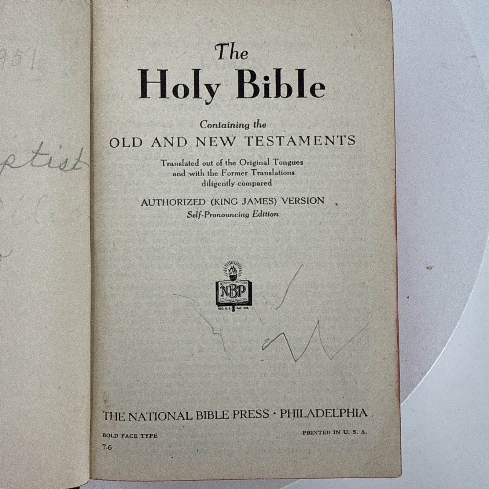 Vtg Holy Bible Self Pronouncing Edition National Bible Press KJV Bold Face Type