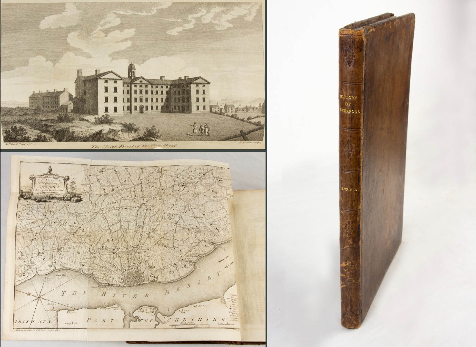 Liverpool 1774 – Enfield History – City – Large Folding Map, and Charts & Plates