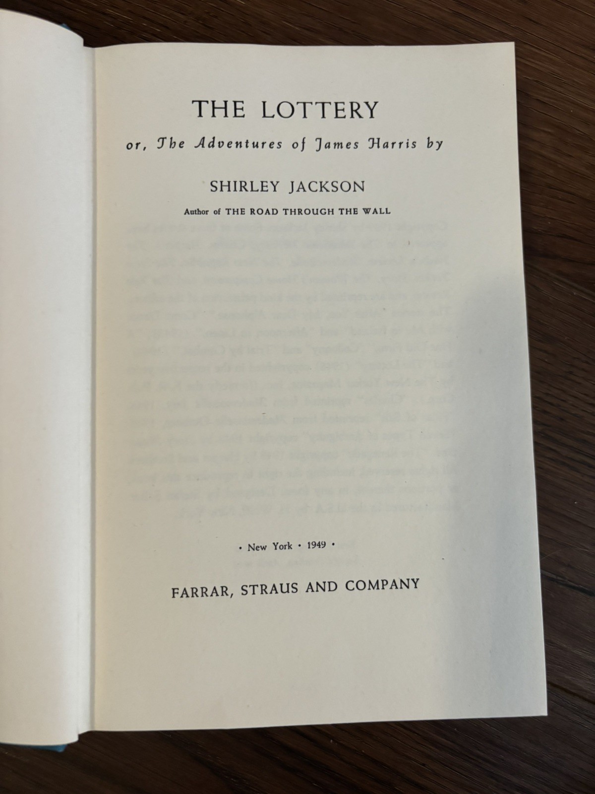 The Lottery – Shirley Jackson – HC/DJ – First Edition Second Printing – 1949