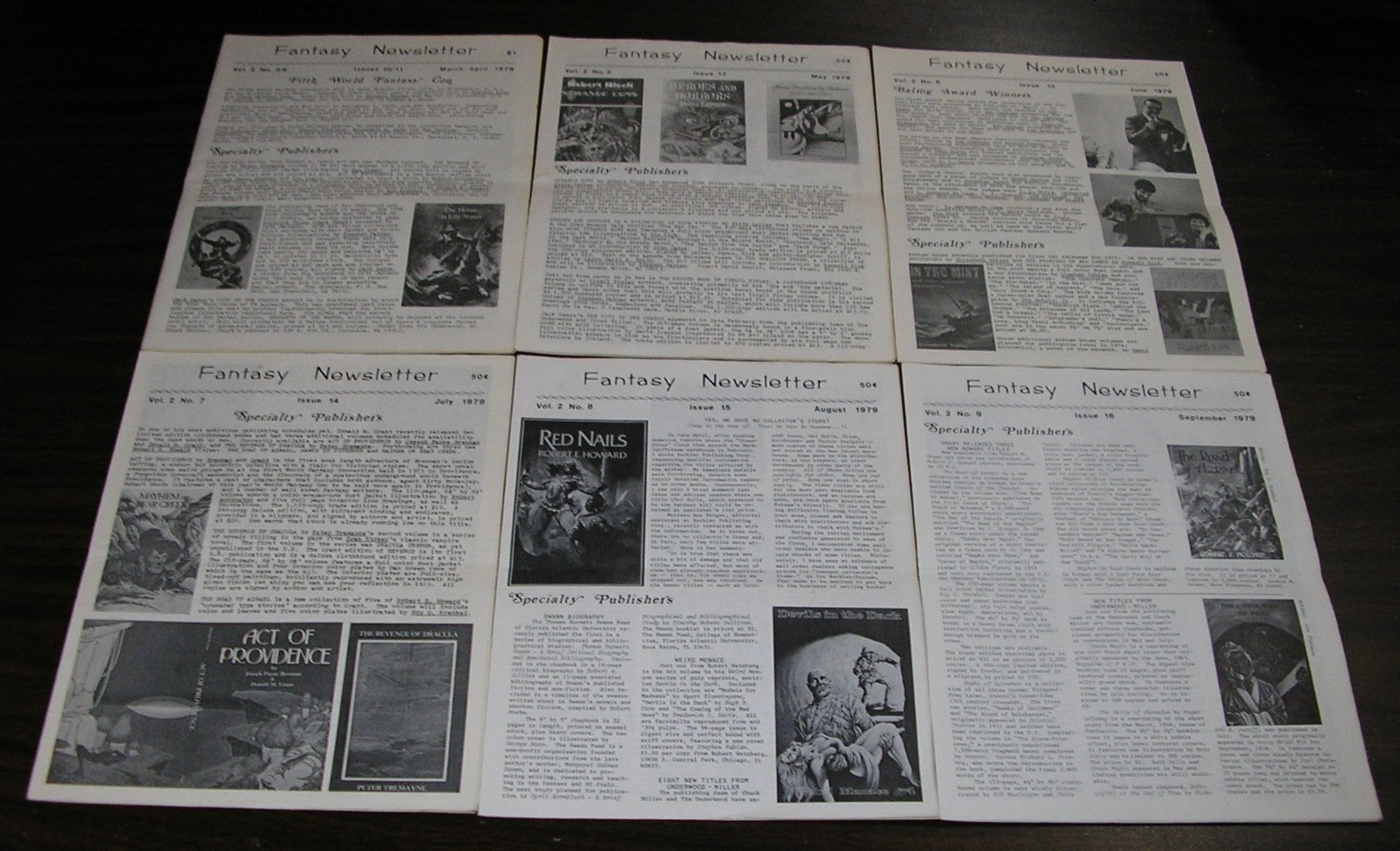 Nine Issues FANTASY NEWSLETTER 1979 Vintage SCI-FI & FANTASY #10 thru #19