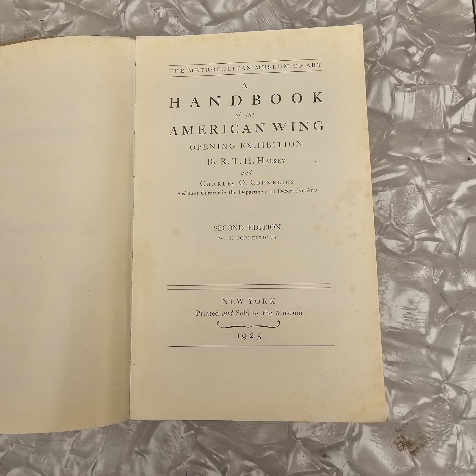 Metropolitan Museum of Art The American Wing Book 1925 Halsey Exhibition