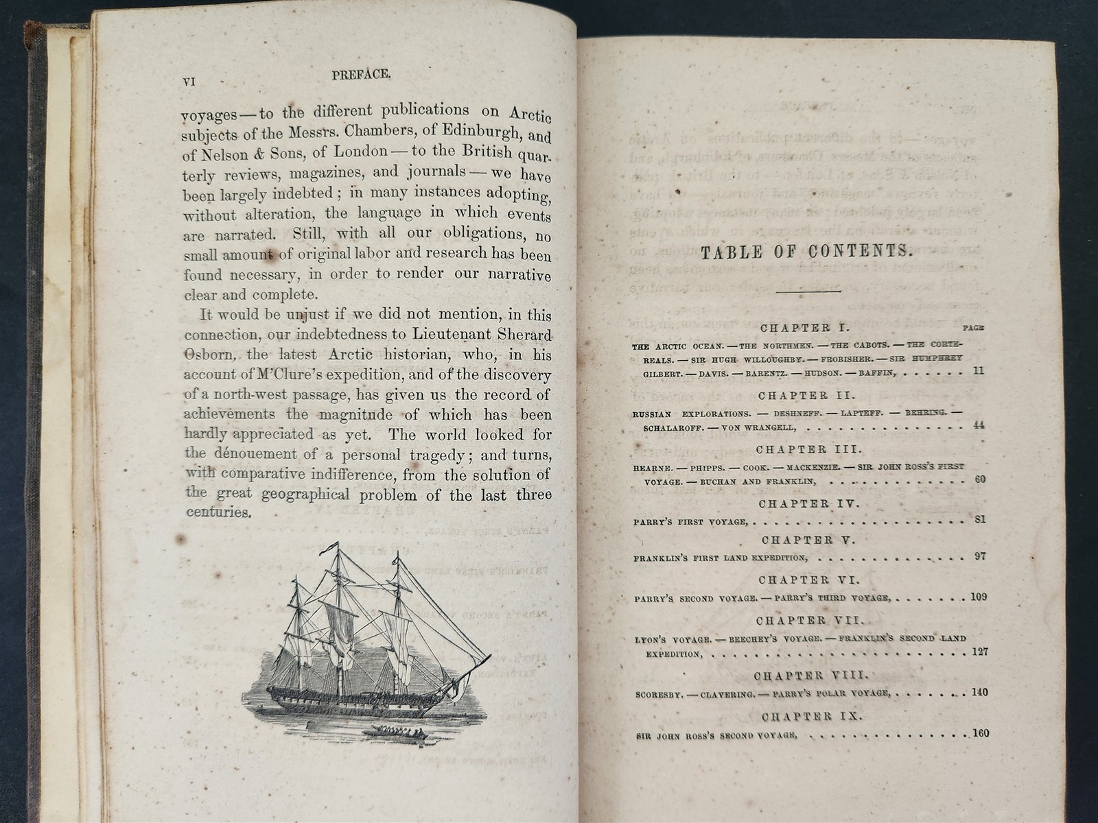 1858 antique ARCTIC ADVENTURE by SEA LAND w FOLDOUT north pole MAP 480pg BOOK