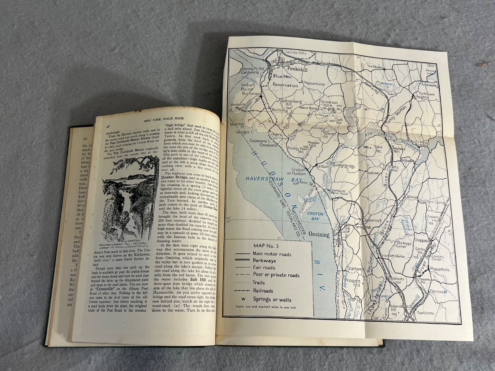 Antique New York Book NY Walk Book New York City Hudson Long Island w/Maps 1936