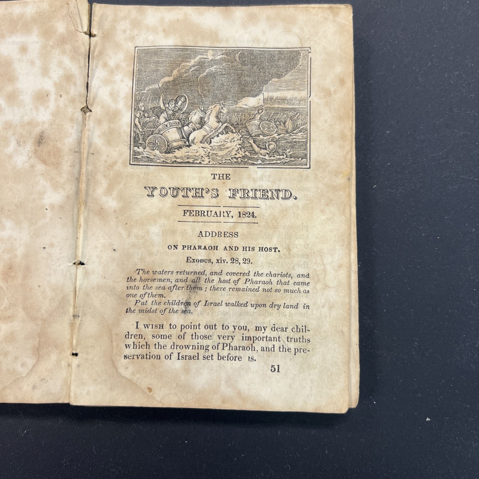 Antiquarian 1823 Religious Lessons & Stories Book. Missing 3 Pages – No Cover
