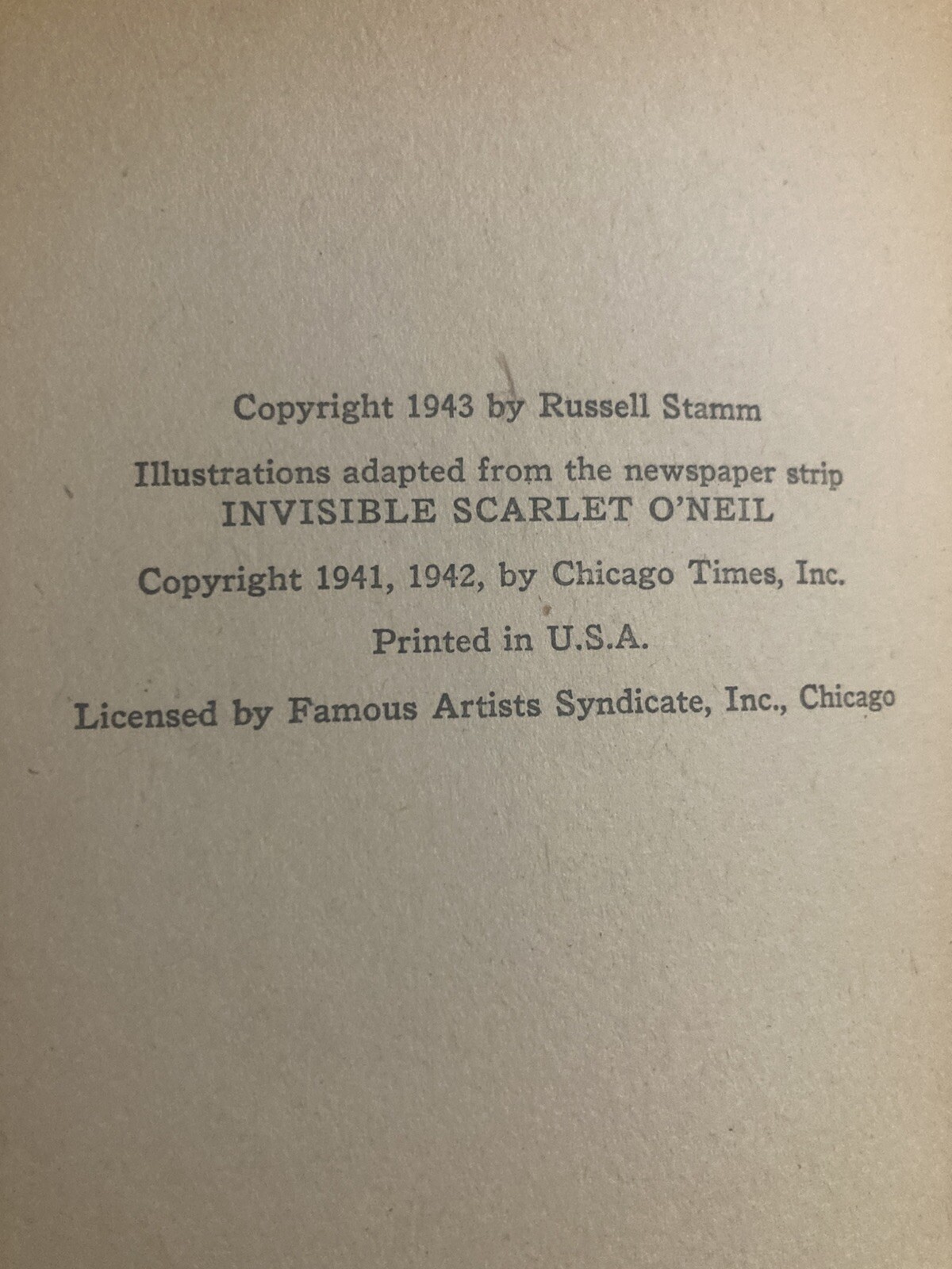 Invisible Scarlet O’Neill(1943) Russell Stamm-adapted from comic/Woman Superhero
