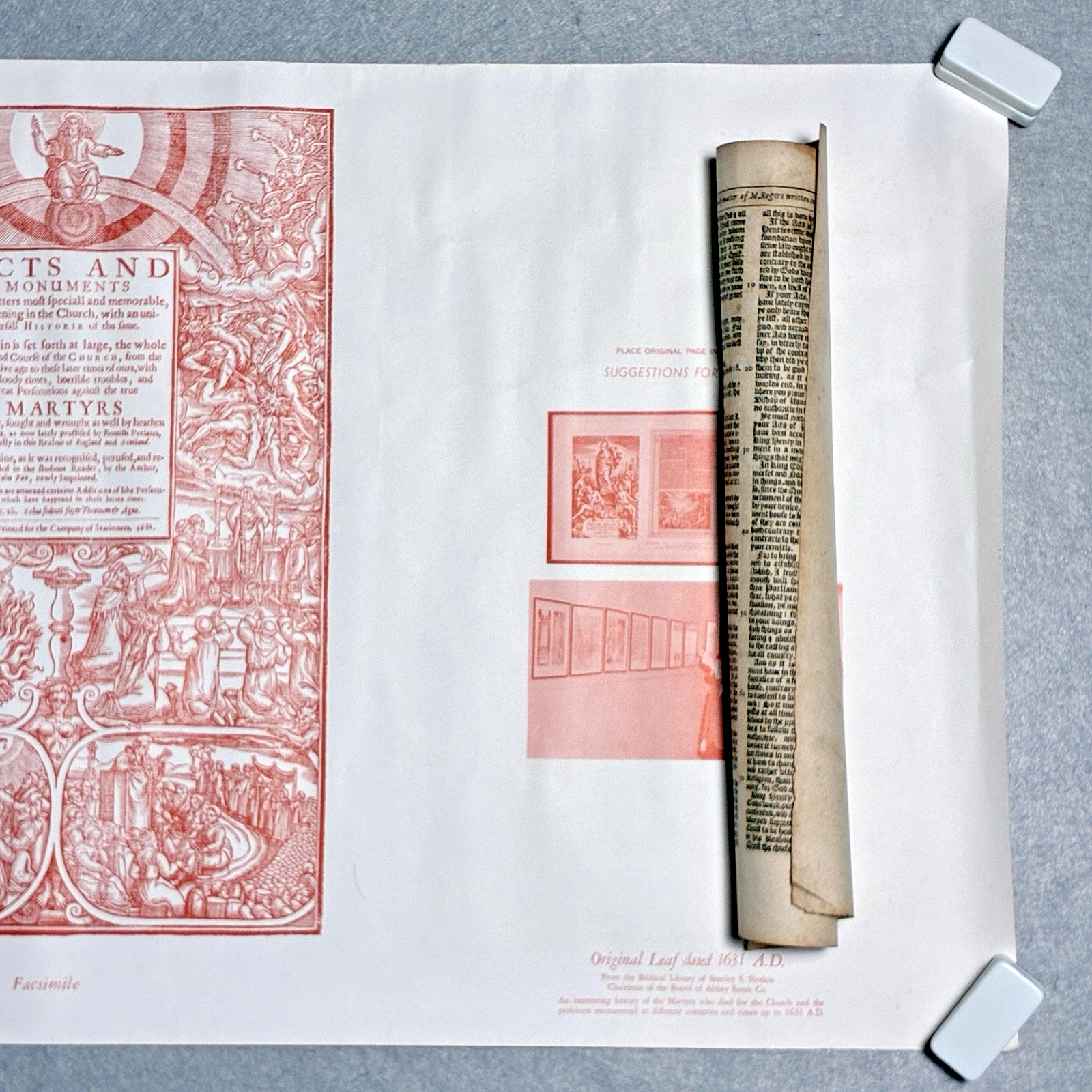 Original 1631 Foxe’s Book of Martyrs Leaf – Master Rogers – Acts & Monuments