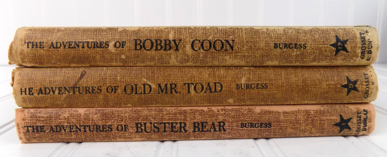 Vintage Set of 3 Thornton W. Burgess Bedtime Story Books Coon Toad Bear 1940’s