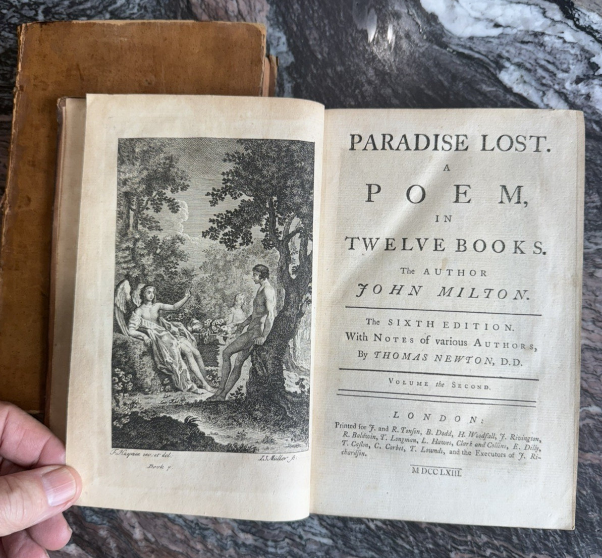 1763 – 2vols Paradise Lost John Milton Thomas Newton Illustrated 6th Edition