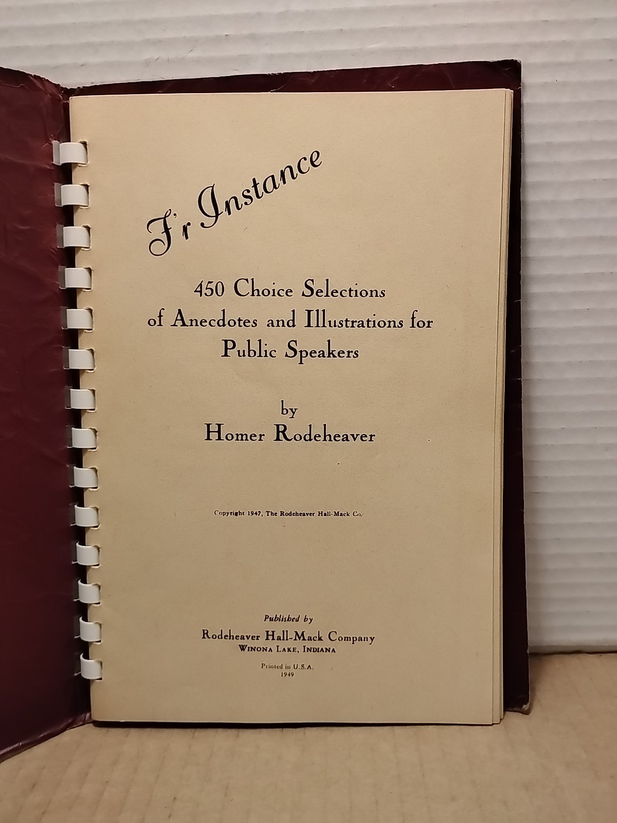 Homer Rodeheaver – F’r Instance : 450 Anecdotes – 1949 – Spiral Paperback