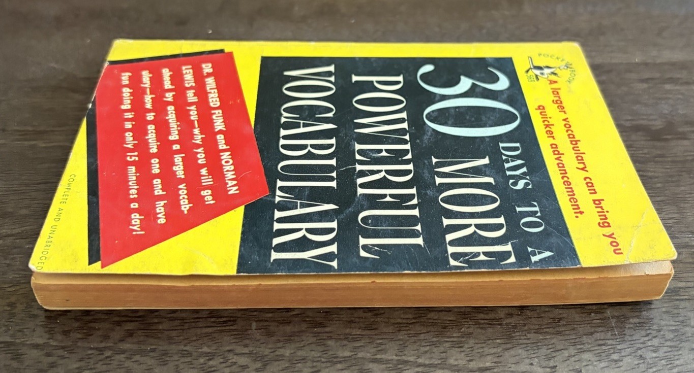 30 Days to a More Powerful Vocabulary 1953 Pocket Book Vintage Self Help PB