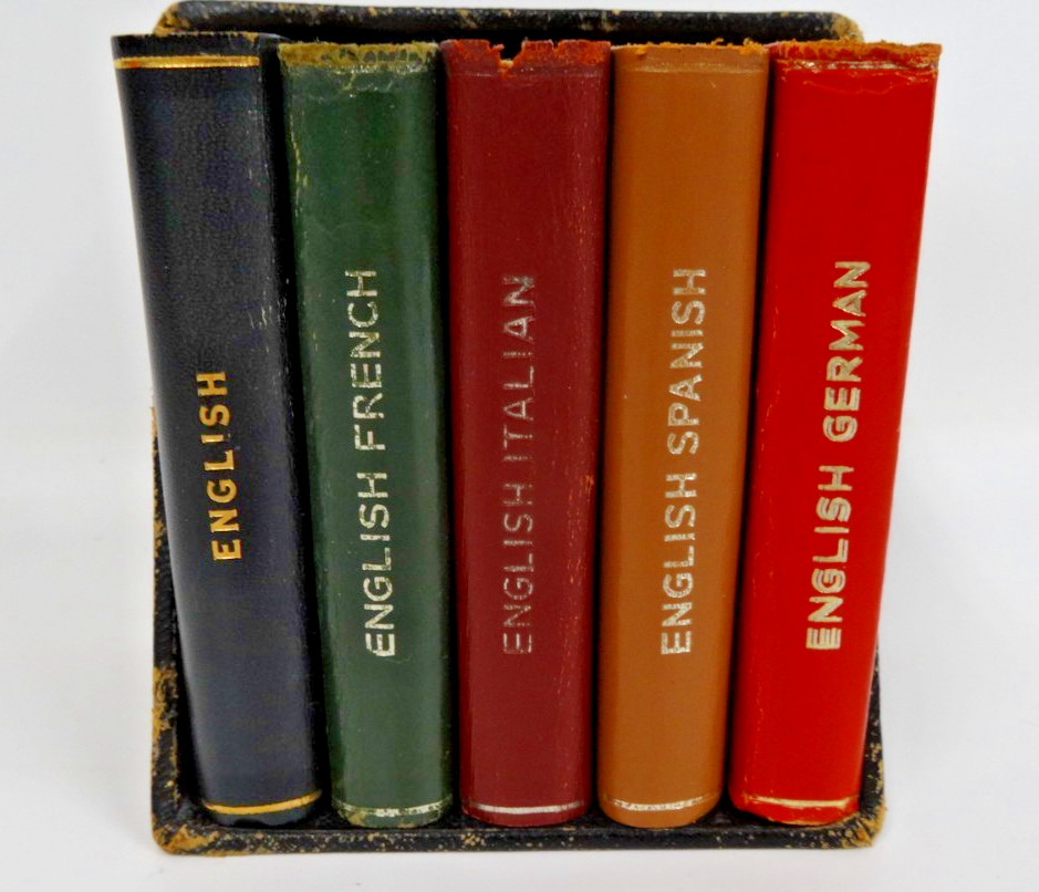 VINTAGE BARTLETT MIDGET SET BOXED DICTIONARIES ENG./ITALIAN/SPANISH/FRENCH