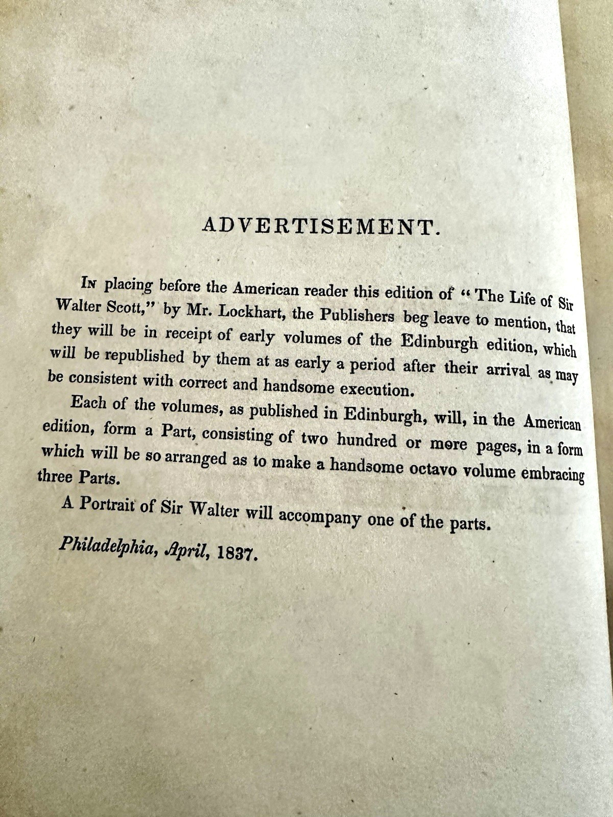 1837, Memoirs of the Life of Sir Walter Scott (Complete), 2 Volumes,